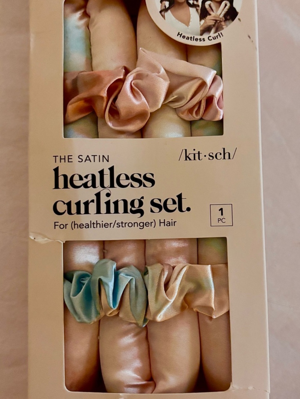 Kitsch Satin Heatless Curling Set - Pink & Light Blue